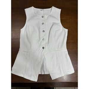 Le Lis White Sleeveless Button Front Vest